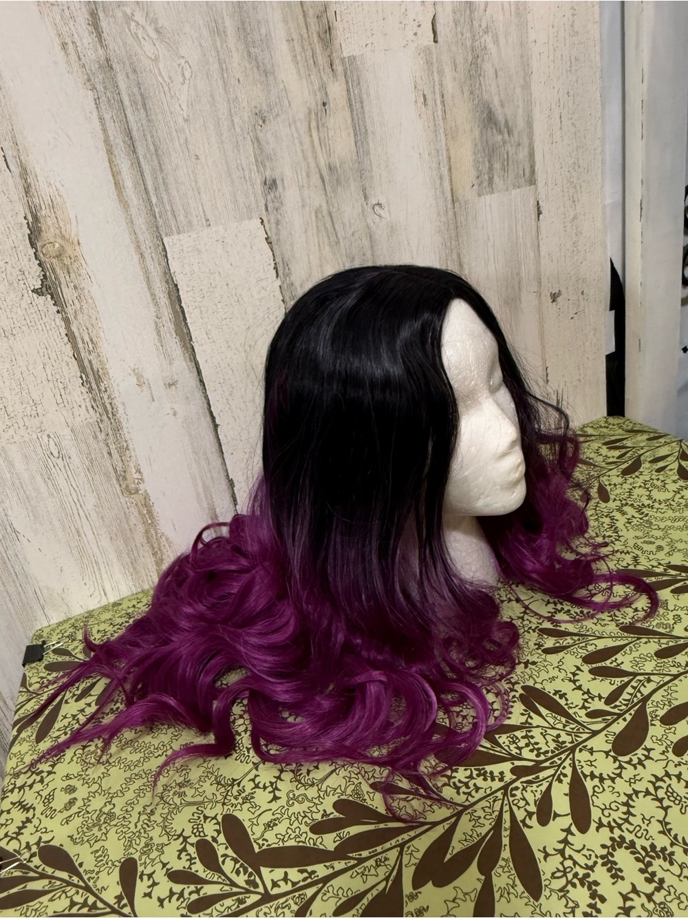 Black to Purple Ombre Long Wavy Women’s Wig - Picture 8 of 13